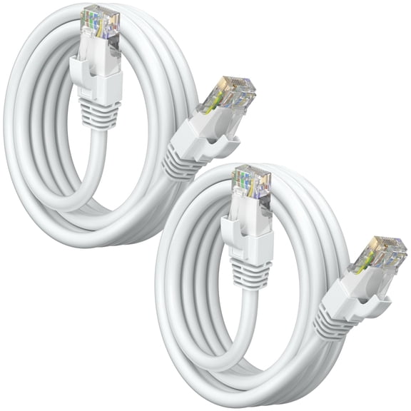 Maximm Cat 6 Ethernet Cable 6 ft (2-Pack) - High-Speed LAN Cable, Internet Cable, Patch Cable, and Network Cable - UTP, 10Gbps, 550MHz Ethernet Cord - White