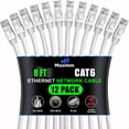 thumbnail image 1 of Maximm Cat 6 Ethernet Cable - 8 ft (12-Pack), High-Speed LAN, Internet, Patch, and Network Cable - UTP, 10Gbps, 550MHz - White, 1 of 8