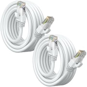 Maximm Cat 6 Ethernet Cable 8 ft 2-Pack - High-Speed LAN Cable, Internet Cable, Patch Cable, and Network Cable - UTP, 10Gbps, 550MHz Ethernet Cord - White