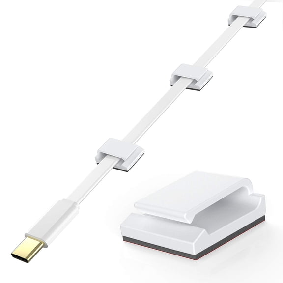 Ethernet Cable Clips, 100 PCS Adhesive Wire Flat Cord Clips Small Holder Management for Home Wall Network Organizer, Decoration Fairy Light Sticky Hooks, White