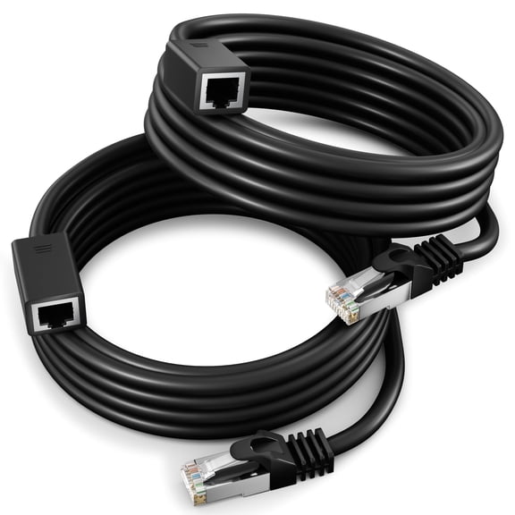 Ethernet Cable Extension, 10 ft, 2 Pack, Male to Female Connector Cat6 Ethernet Cable Extender, High Speed Ethernet Cord Extension Cable, Black, UL-Listed