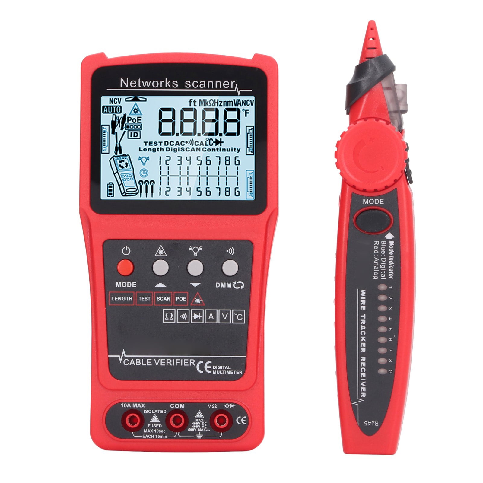 Cable Tester, Poe Mode Network Wire LCD Display Port Flashing