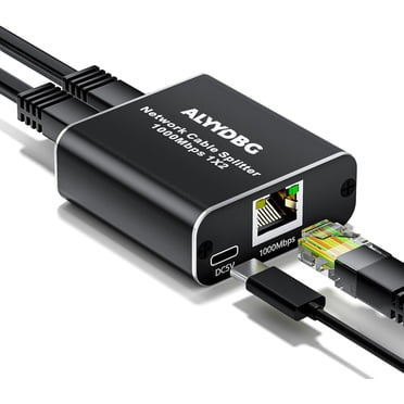 Olycism Ethernet Splitter 1 To 2 - Gigabit RJ45 Network Tap With USB Power For Cat5/6/7/8 Cables