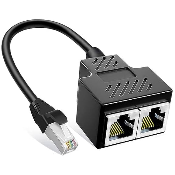 Ethernet Splitter 1 to 2 RJ45 Network Male to Female Adapter,Suitable Super Cat5-8,Cmpatible with ADSL/Hubs/TVs/Set-top Boxes/Routers/omputers (Only Support one Works at one time)