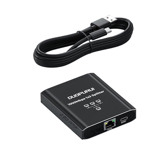 Ethernet Splitter 1 to 3,Network Splitter with USB Cable,3 Port RJ45 1000Mbps High Speed LAN Splitter For Cat 5/5e/6/7/8 Cable[3 Devices Networked Simultaneously]
