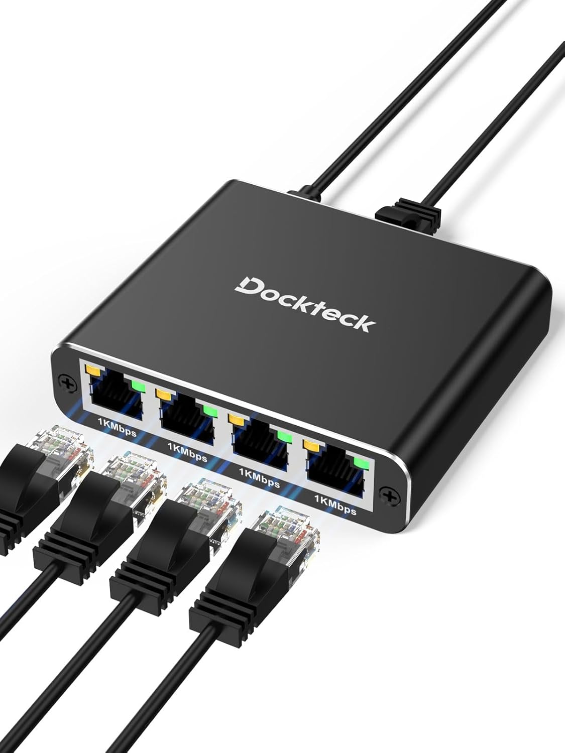 Ethernet Splitter 1 to 4 1000Mbps, Internet Cable Splitter 1 in 4 Out High Speed Switch Network Gigabit for LAN RJ45 Port Router Switch Work with Cat5/5e/6/7/8 Cable