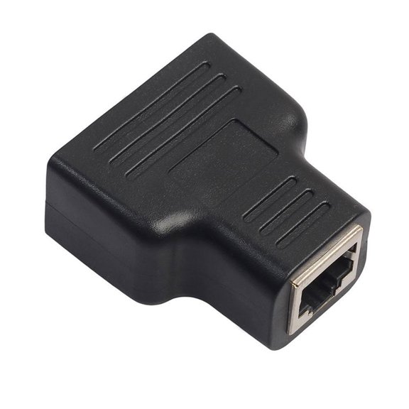 Ethernet Splitter 1 to 2 Ways Dual Female Port ABS Stable Transmission RJ45 LAN Adapter for Computer