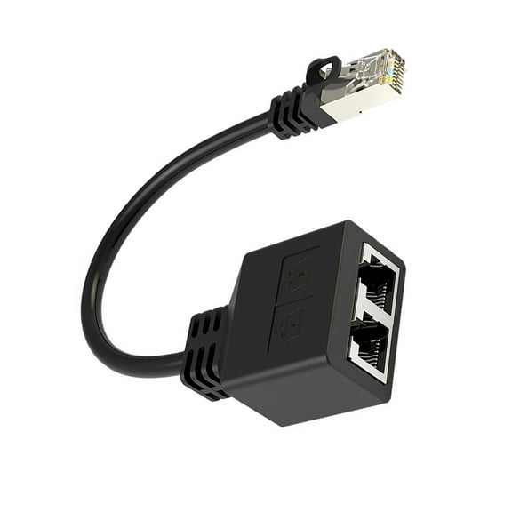 Ethernet Splitter Adapter RJ45 1 Male to 2 Female Socket Extender Plug Networking Cable Connectors Black