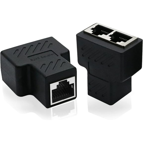 Ethernet Splitter, Tuliyet RJ45 1 to 2 Ethernet Splitter Coupler Adapter , Ethernet Cable &LAN Internet Splitter for Cat5, Cat5e, Cat6 Cable - 2pcs
