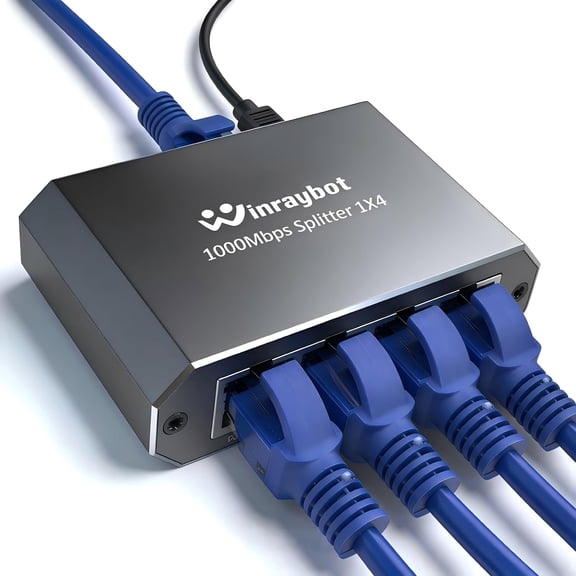 Ethernet Splitter, ethernet hub 4 Port gigabit,Ethernet Splitter 1 to 4,Network hub,Internet Switch 4 Port, Switch (4 Devices Working simultaneously with Gigabit Network)