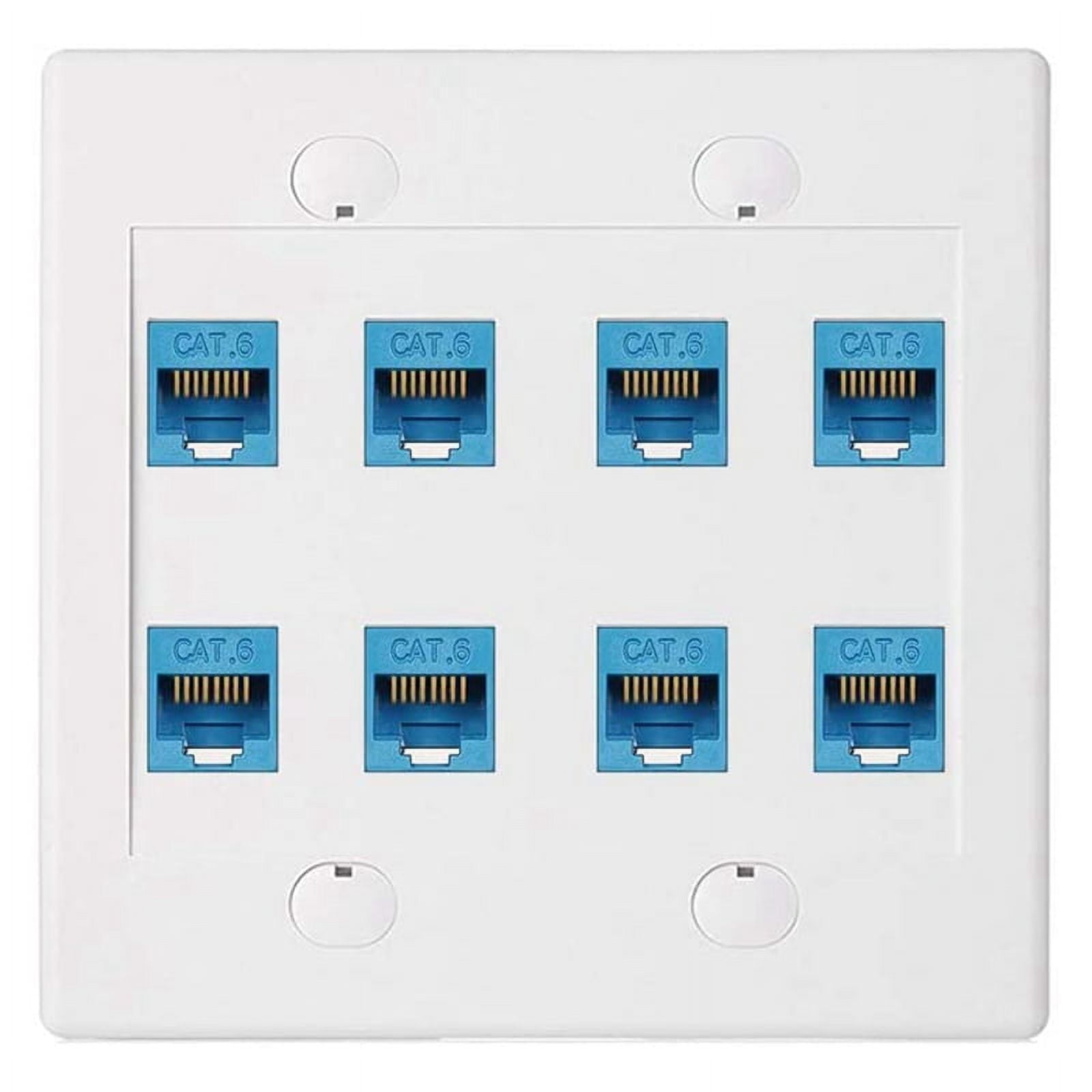 Ethernet Wall Plate 8 Port - Double Cat6 RJ45 Network Cable Faceplate ...