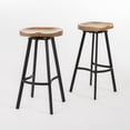 thumbnail image 1 of Ethet Wood Swivel Barstool, Set of 2, Industrial Wood & Black, 1 of 7