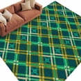 thumbnail image 1 of Ethic Texture Washable Area Rug 6 x 9 ft Green Brown Geometric Black Plaid Vintage , Soft Non Slip Rugs Stain Repellent Indoor Felt Carpet for Living Dining Room Bedroom Home Office, 1 of 9