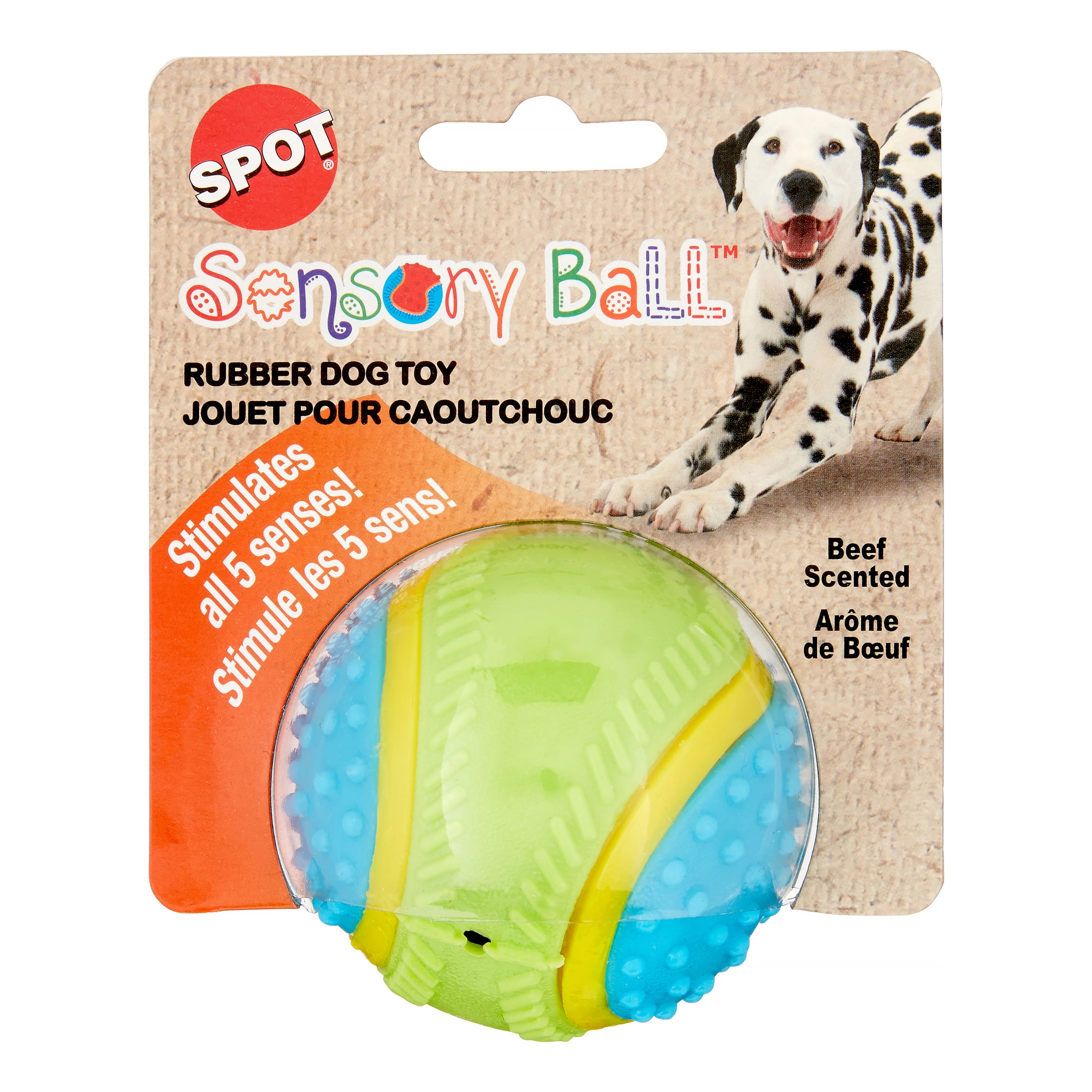 Ethical Pet Spot Sensory Ball 2.5 inch Colorful Rubber Squeaker