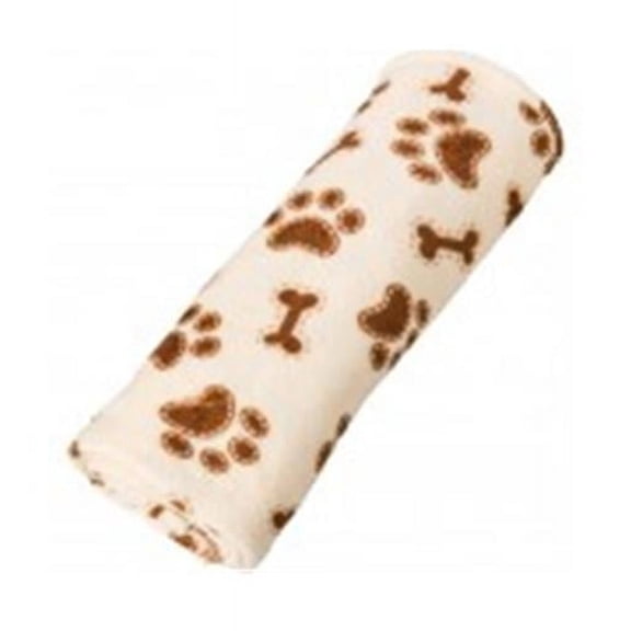 Ethical Pet  30 x 38 in. Snuggler Bones-Paws Print Blanket, Cream