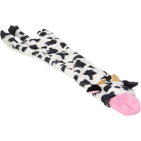 SPOT Skinneeez Crinkle Dog Toy, Stuffing-Free Cow Toy with Squeaker for Small Dogs and Puppies,for Moderate Chewers 14 Inch