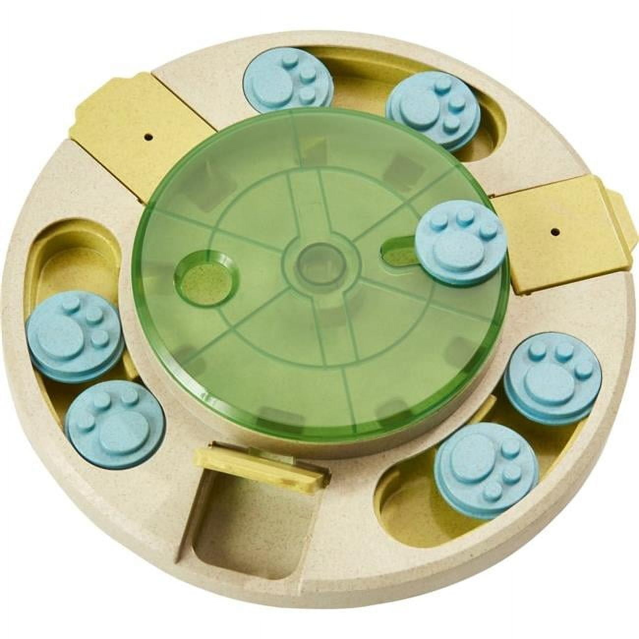 Interactive Beige and Green Plastic Treat Dispenser Puzzle
