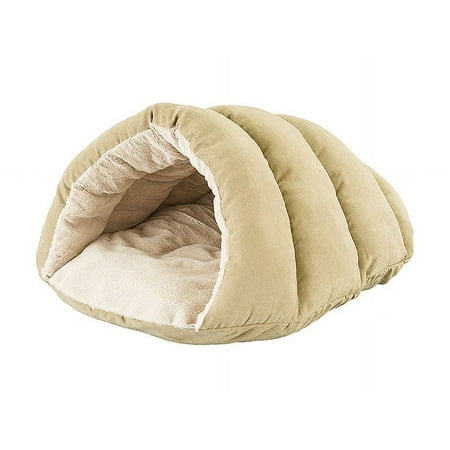 Ethical Pet Sleep Zone Cuddle Cave Tan 22 inch Plush Faux Suede Pet Bed