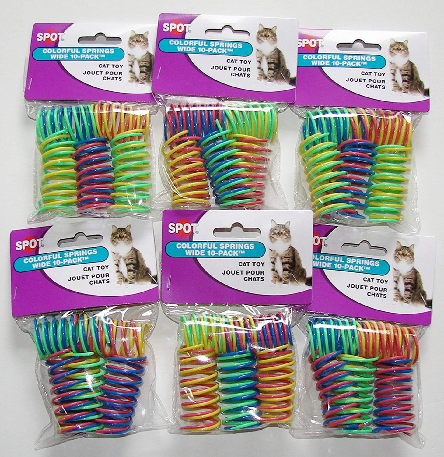 Ethical Pet Spot Colorful Wide Cat Springs 10 Pk Roll & Chase Cat Toy 6 ...