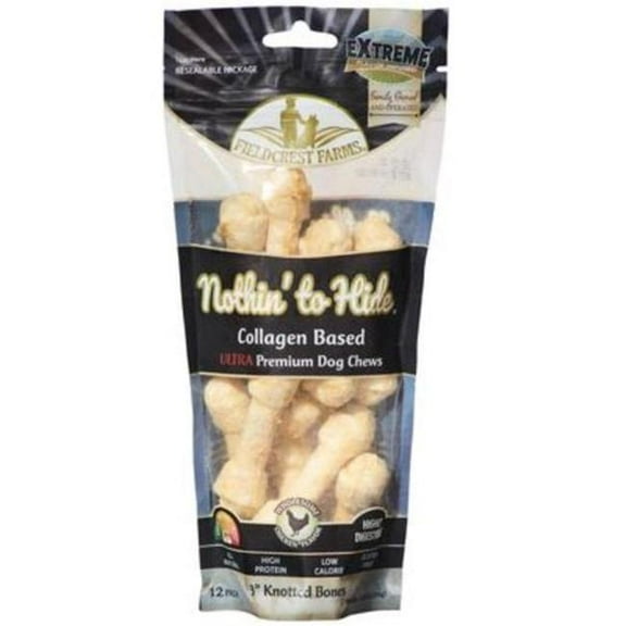 Ethical Products 100542 3 in. Nothing to Hide Knotted Bone Ultra Premium Dog Chews, Chicken - Pack of 12