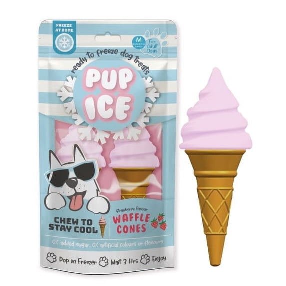 Pup Ice Waffle Cone, Strawberry 2pk
