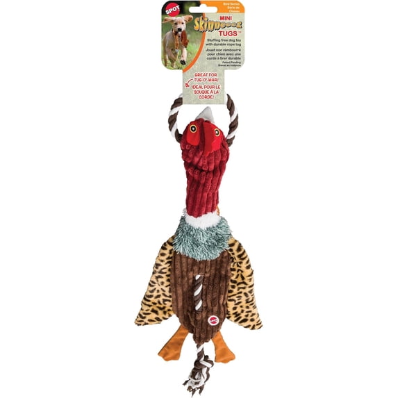 SPOT Skinneeez Stuffing-Free Mini Duck Dog Toy with Rope and Squeaker