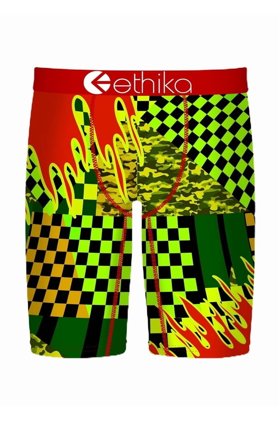 Mens Boxer Brief, Knee Length, 4-Way Stretch Performance Underwear Prepare for War (AST, MD)