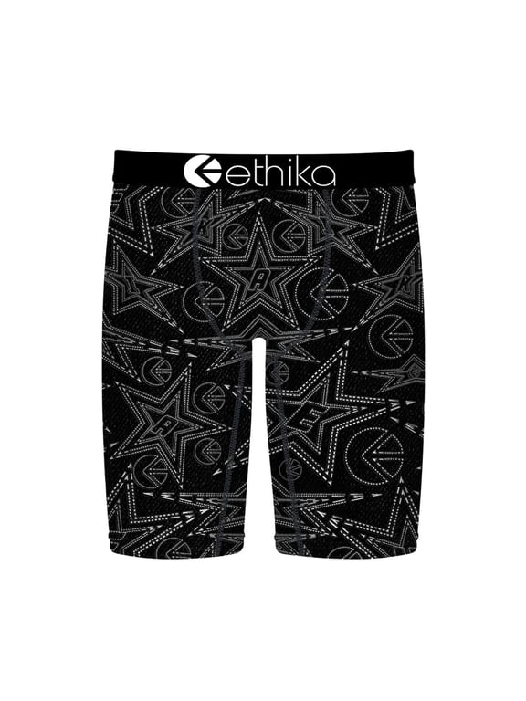 Mens Boxer Brief, Knee Length, 4-Way Stretch Performance Underwear with Graphic Prints - Good Denim