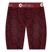Ethika Men’s Boxer Brief, Knee Length, 4-Way Stretch Performance Underwear with Graphic Prints - Kensei (RED, LG)