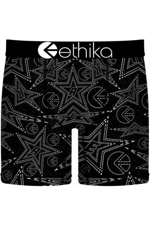 Mens Mid Boxer Brief, 4-Way Stretch Performance Underwear - Good Denim (BLW, L)