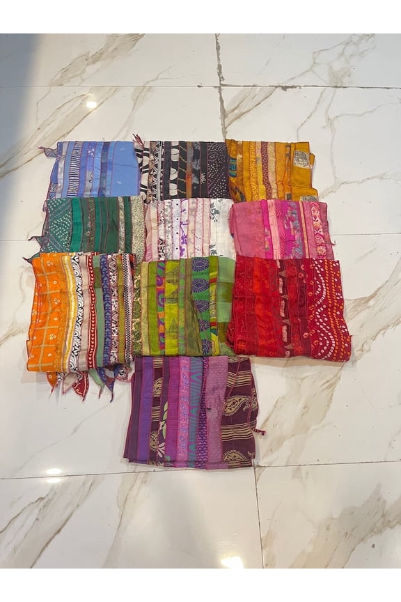 Patchwork Silk Sari Scarves, Assorted Patchwork Multi Layer, 1-Piece
