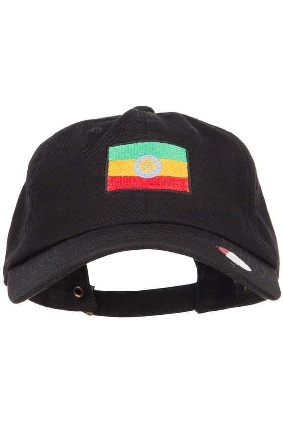 Ethiopia Flag Embroidered Unstructured Cap - Black OSFM
