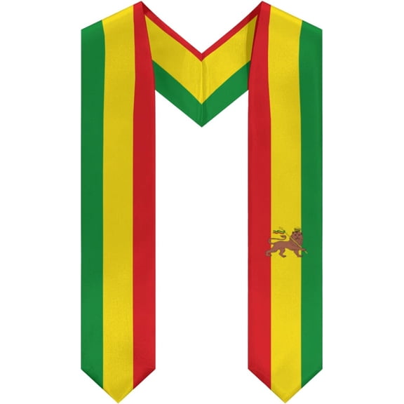 Ethiopia Flag Lions Graduation Stole Shawl Sash Honor For Study Aboard International Students