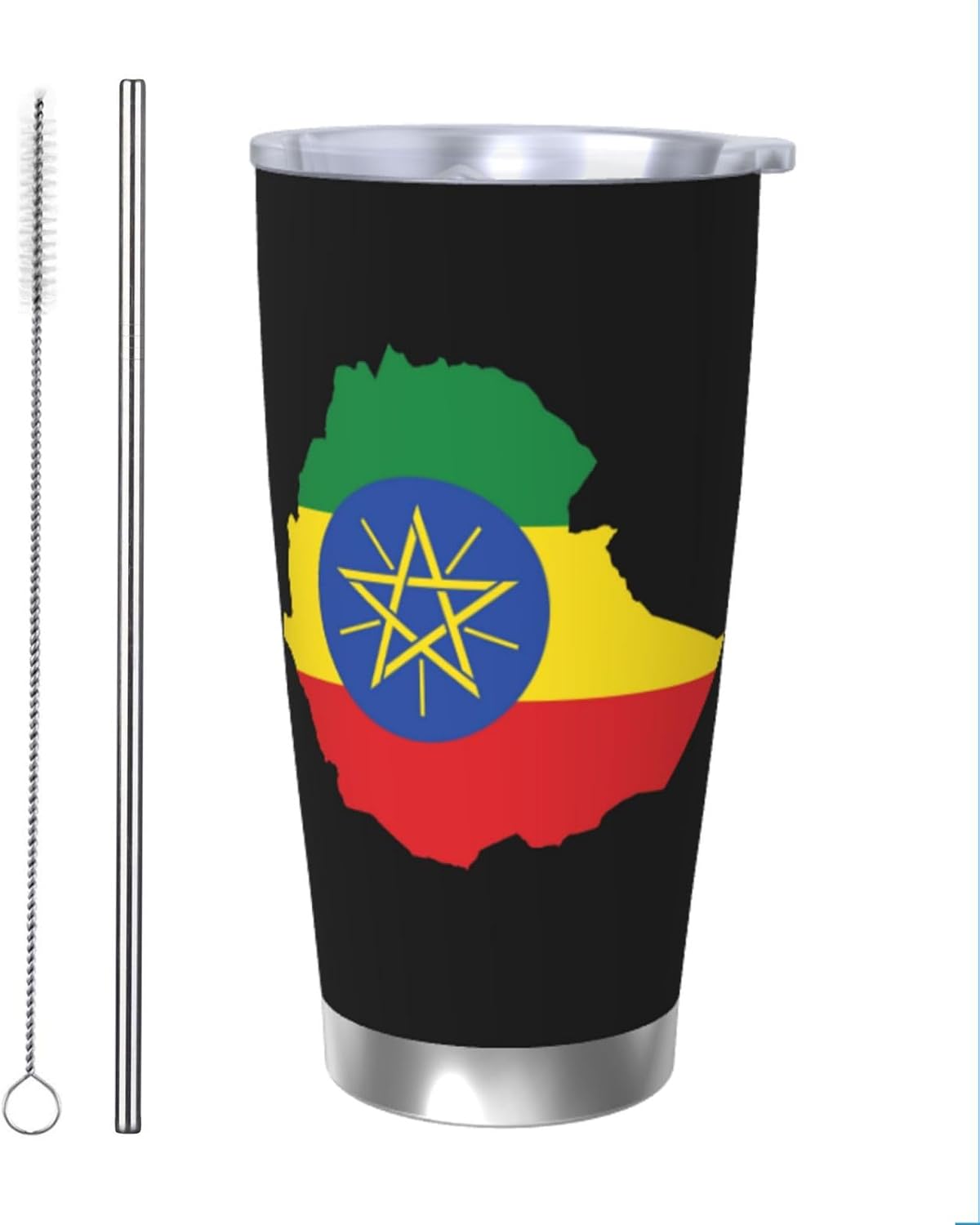 Ethiopia Flag Map Insulated Tumblers Stainless Steel Spill Prevention
