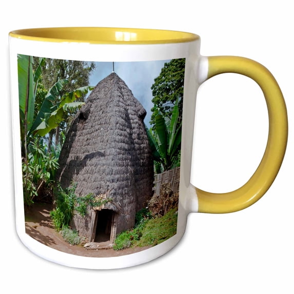 3drose, Ethiopia, Gamo Gofa Omo, Chencha, Dorze Tribe Home - Af16 Bba0145 - Bill Bachmann, 11oz Two-tone Yellow Mug