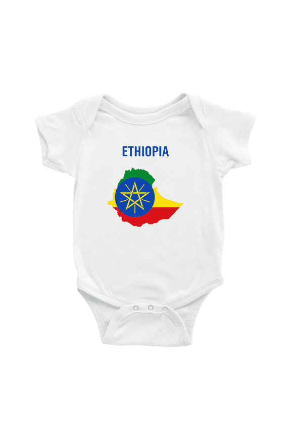 Ethiopia Map Flag Baby Rompers Bodysuit (White, 6-12 Months)