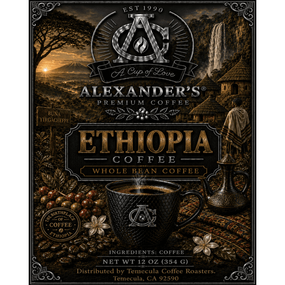 Ethiopia Natural Coffee (12oz, WholeBean)