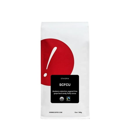Ethiopia SCFCU - Certified Fairtrade, Organic - Roasted by Gimme! Coffee - Whole Bean Coffee - 12 Ounce Bag