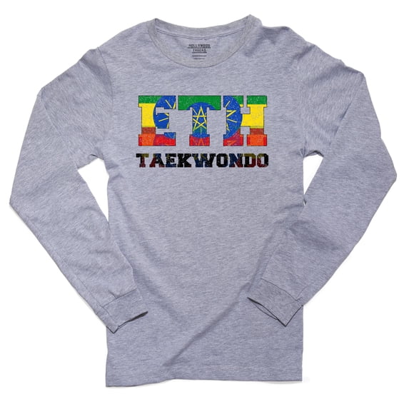 Ethiopia Taekwondo - Olympic Games - Rio - Flag Men's Long Sleeve Grey T-Shirt