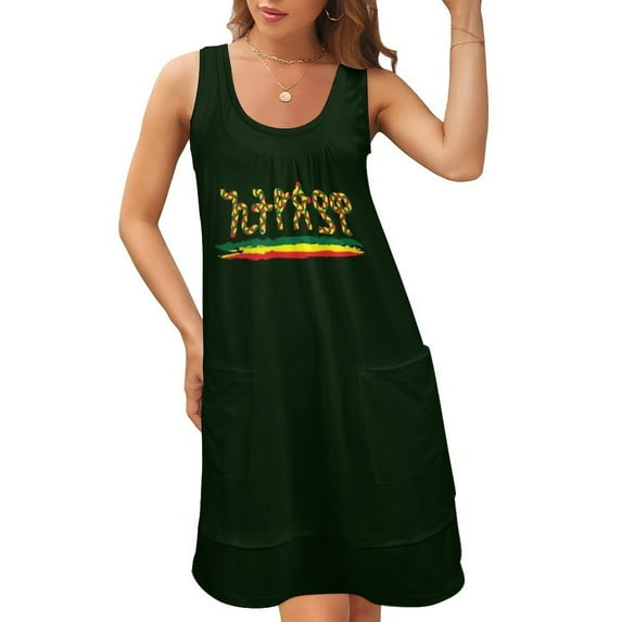 Ethiopian Amharic ?????? Sleeveless U-Neck Fake Two Piece Dress luxury evening dresses womans clothing