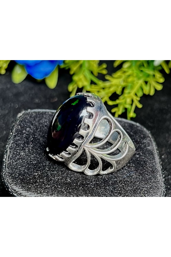 Ethiopian Black Fire Opal Silver Ring Very Good Design Ring Man And Woman Ring Certified Ring