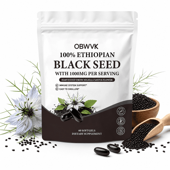 Ethiopian Black Seed Oil Softgels  1,000mg Per Serving Nigella Sativa Supplement for Immune & Daily Wellness Support, 60 Capsules