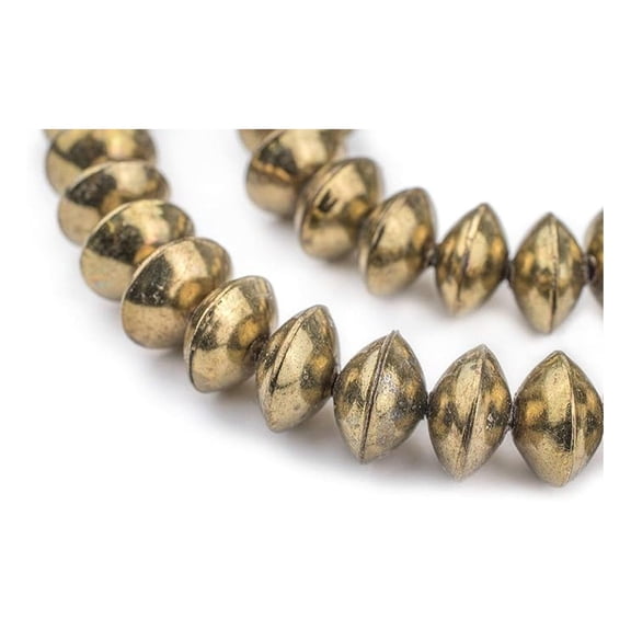 Ethiopian Brass Saucer Beads, Large Hollow Handmade Bicone Lightweight Supplies for Jewelry Making (14mm)