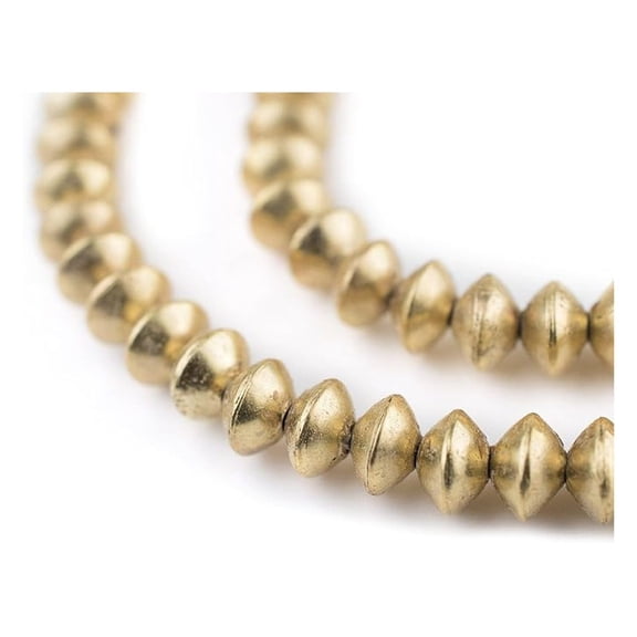 Ethiopian Brass Saucer Beads, Large Hollow Handmade Bicone Lightweight Supplies for Jewelry Making (8mm)