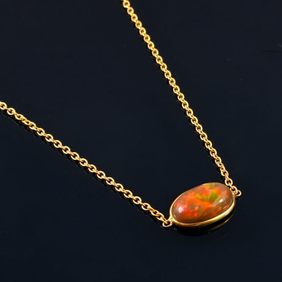 Ethiopian Brown Multi Fire Opal Pendent