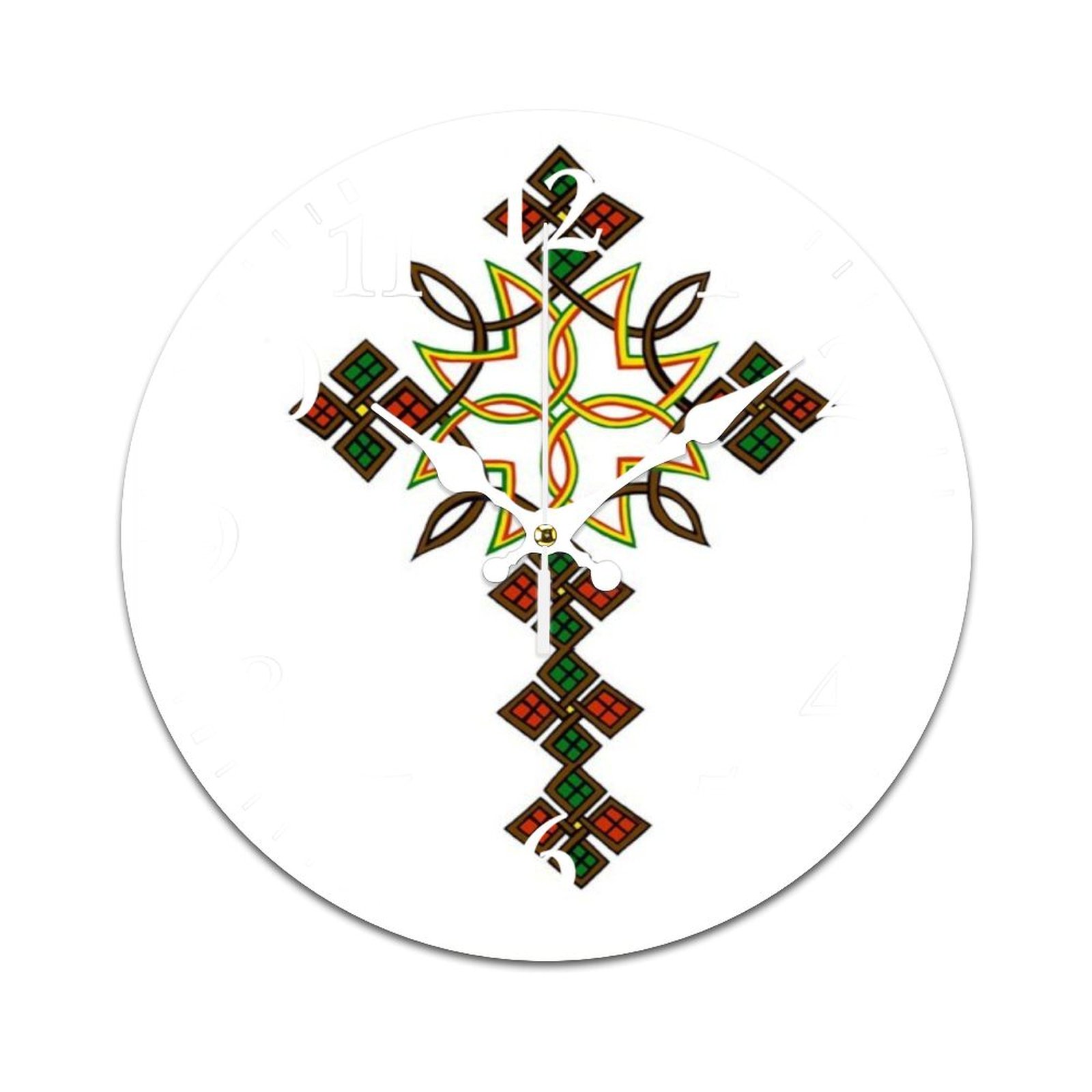 Ethiopian Cross Framed Wall Clock Modern Design Clocks Wall Hanging ...