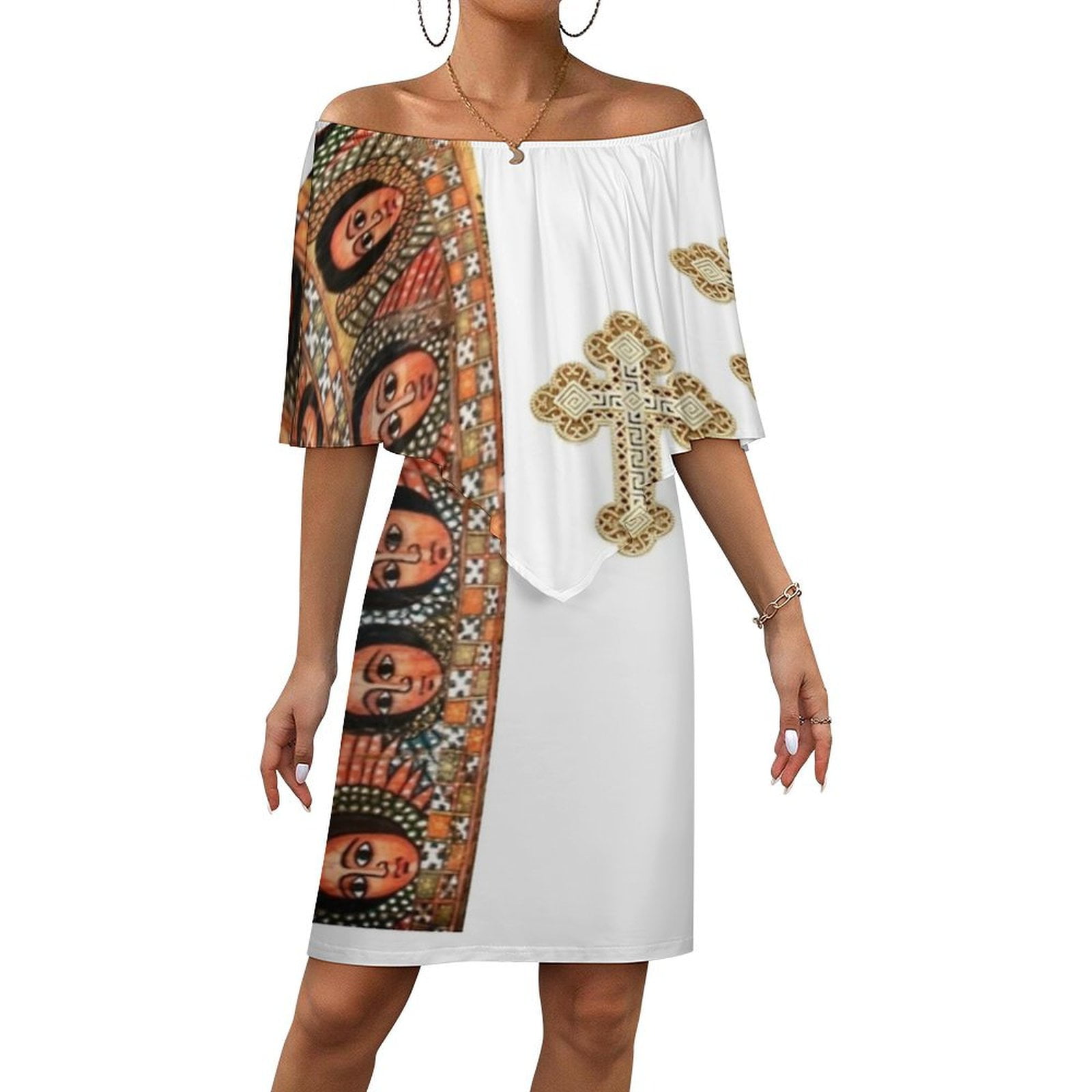 Ethiopian Fashion Women's Off The Shoulder Ruffles Summer Wedding Guest  Loose Casual Party Beach Dress - Walmart.com