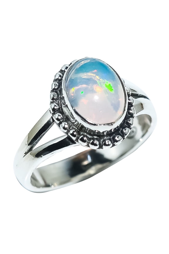 Ethiopian Fire Opal Natural Gemstone 925 Sterling Silver Ring For Her MR-16