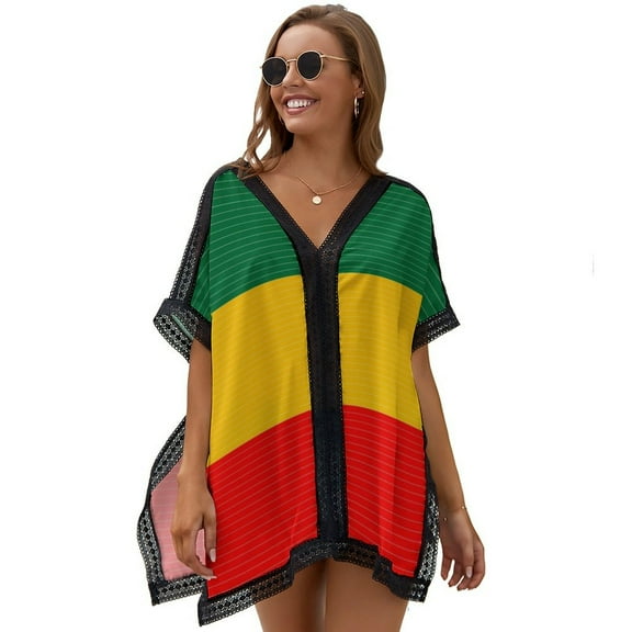 Ethiopian Flag Women's Swimsuit Coverup Summer Beach Cover Up Bathing Suit Dress