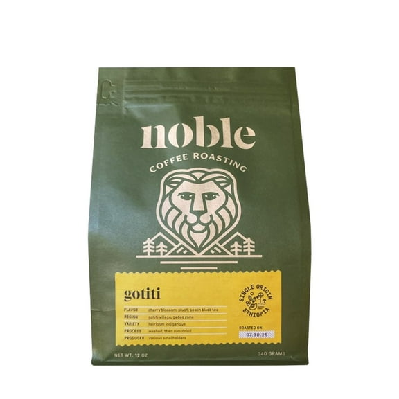 Ethiopian 'Gotiti' - Roasted by Noble Coffee Roasting - Whole Bean Coffee - 12 Ounce Bag